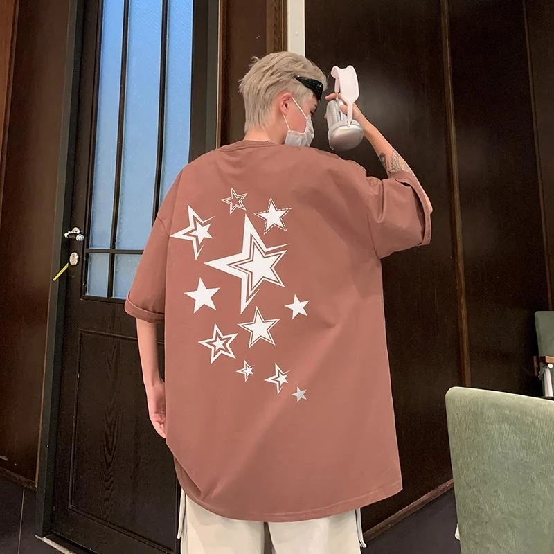 Summer Fashion Men's Big and Tall Loose Fit Heavyweight T-Shirt Stars and Letters Print American Style Leisure Short Sleeve Top
Summer Fashion Men's Big and Tall Loose Fit Heavyweight T-Shirt Stars and Letters Print American Style Leisure Short Sleeve Top