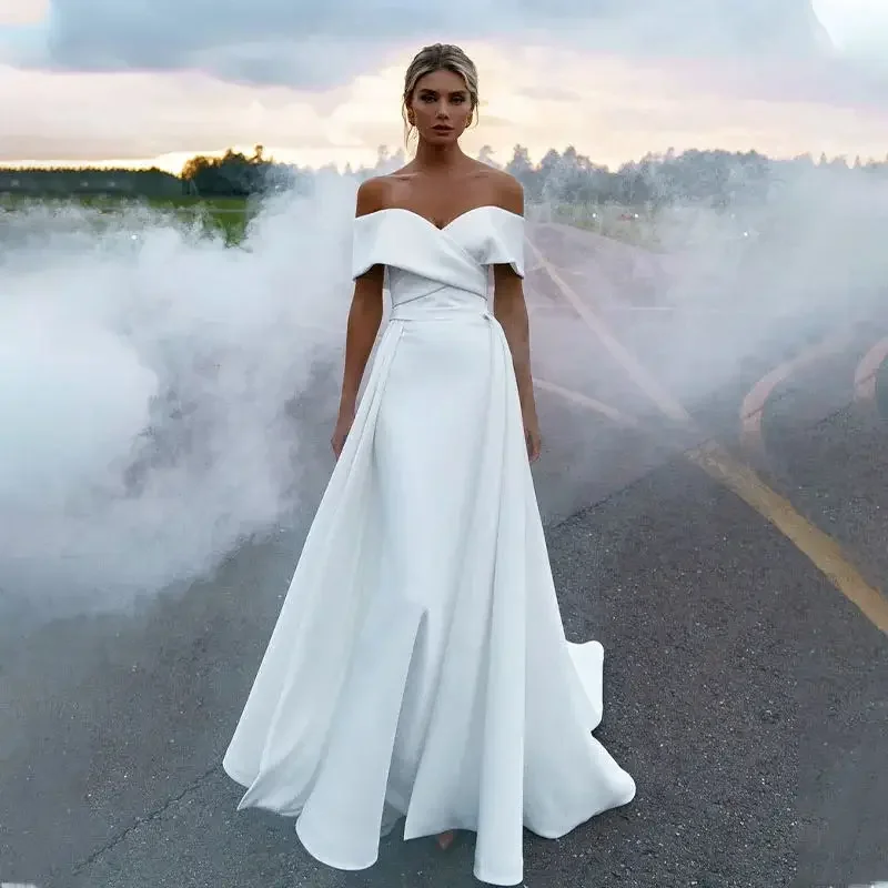 Satin Wedding Dress With Detachable Overskirt Off the Shoulder Bridal Gowns 2 in 1Custom Made vestidos de novia Customized
Satin Wedding Dress With Detachable Overskirt Off the Shoulder Bridal Gowns 2 in 1Custom Made vestidos de novia Customized