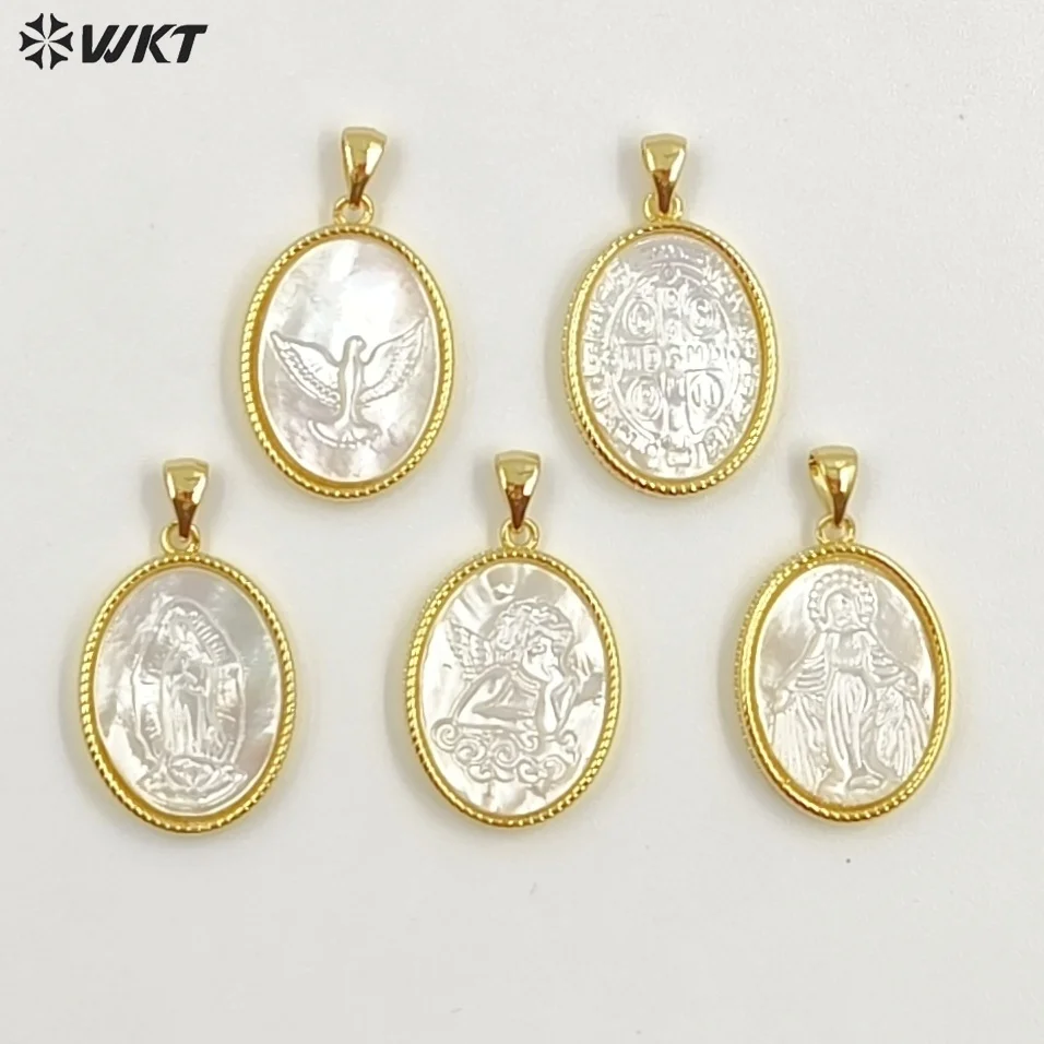 WT-JP464 New Arrival Religious Style Pattern 18 Gold Plated Natural Shell Oval Little Pendants For Women Necklace Making
WT-JP464 New Arrival Religious Style Pattern 18 Gold Plated Natural Shell Oval Little Pendants For Women Necklace Making