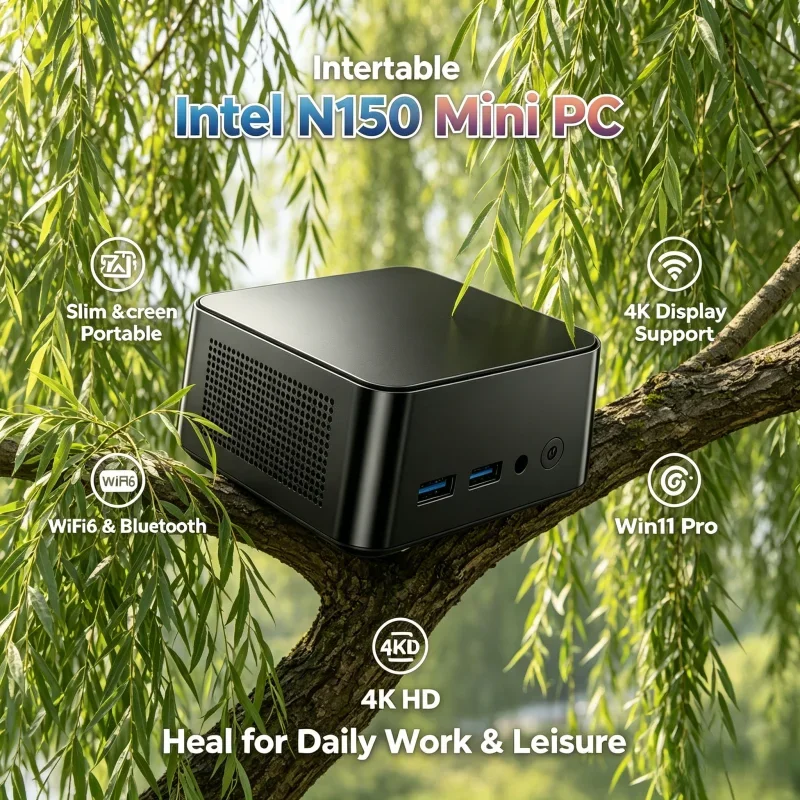 Portable Intel N150 Mini PC, 4K Display Support, Win11 Pro, WiFi6 & Bluetooth, Ideal for Daily Work & Leisure
Portable Intel N150 Mini PC, 4K Display Support, Win11 Pro, WiFi6 & Bluetooth, Ideal for Daily Work & Leisure