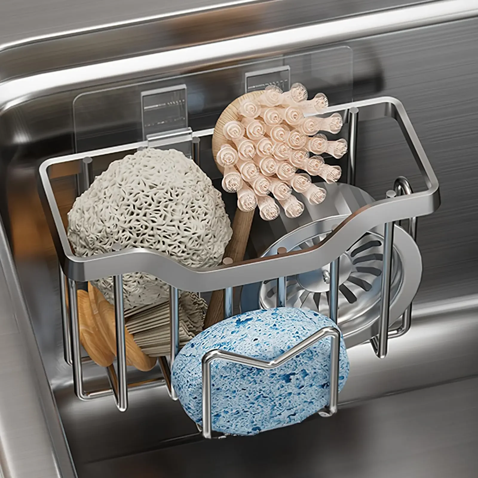 Sponge Holder Kitchen Sink Rustproof Stainless Steel Kitchen Sink Organizer with Brush Holder Drain Tray Dish Soap Sink Caddy
Sponge Holder Kitchen Sink Rustproof Stainless Steel Kitchen Sink Organizer with Brush Holder Drain Tray Dish Soap Sink Caddy