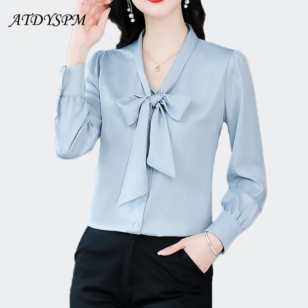 Spring Autumn Simple Office Lady Blouse Female Solid Satin Shirt Bow Tops Long Sleeve Casual Korean OL Style Loose Blouses Women
Spring Autumn Simple Office Lady Blouse Female Solid Satin Shirt Bow Tops Long Sleeve Casual Korean OL Style Loose Blouses Women