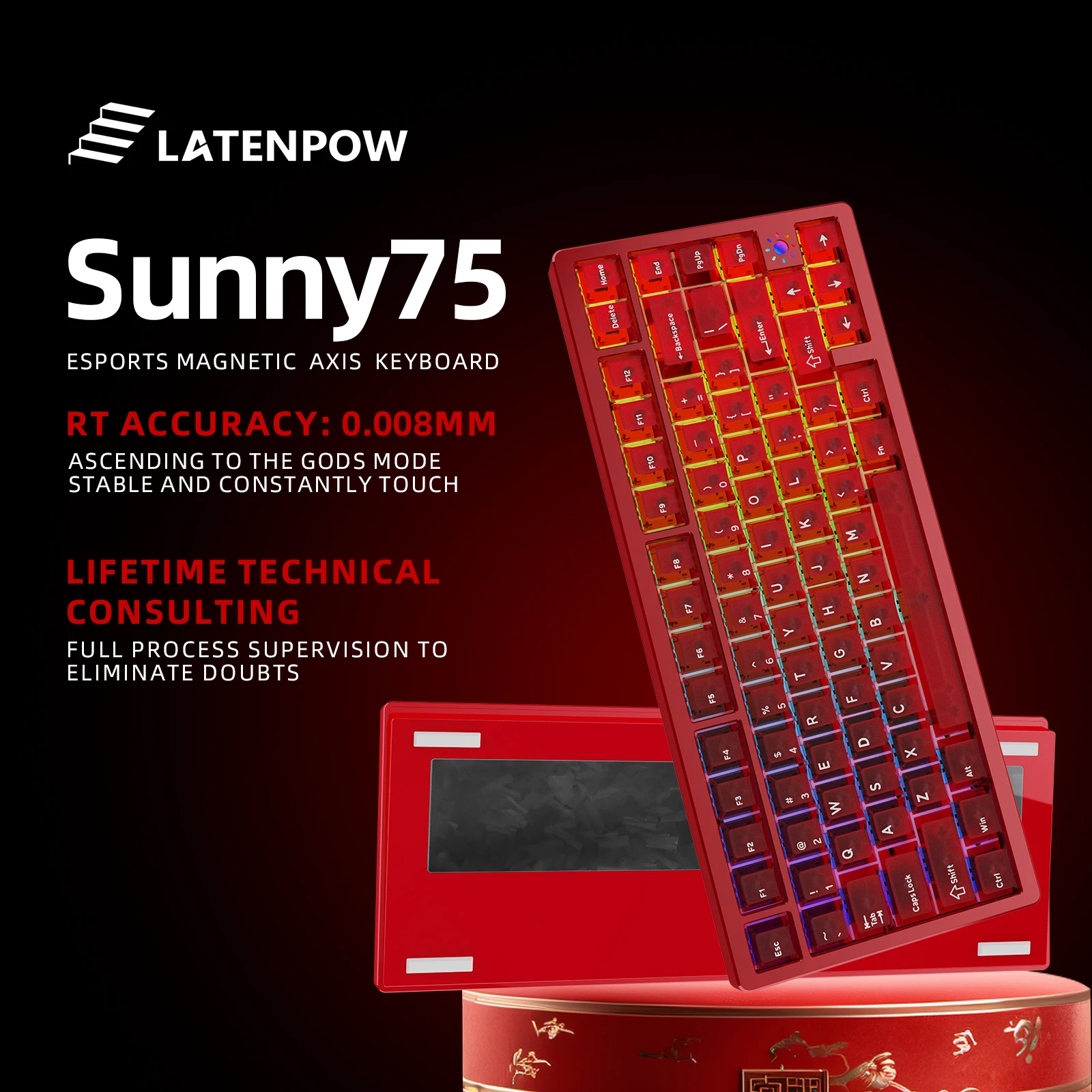 Игровая механическая клавиатура Latenpow Sunny 75, магнитная клавиатура, переключатель с эффектом Холла, RGB-подсветка, горячая замена RT 0,008 мм, 81 клавиш
Игровая механическая клавиатура Latenpow Sunny 75, магнитная клавиатура, переключатель с эффектом Холла, RGB-подсветка, горячая замена RT 0,008 мм, 81 клавиш