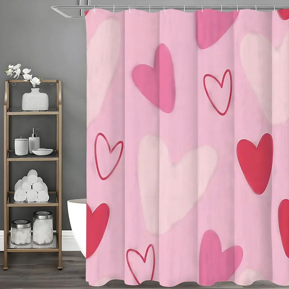 Pink Red Heart Shower Curtain, Bathroom Decorative Shower Curtain, Waterproof Shower Curtain with Hooks
Pink Red Heart Shower Curtain, Bathroom Decorative Shower Curtain, Waterproof Shower Curtain with Hooks