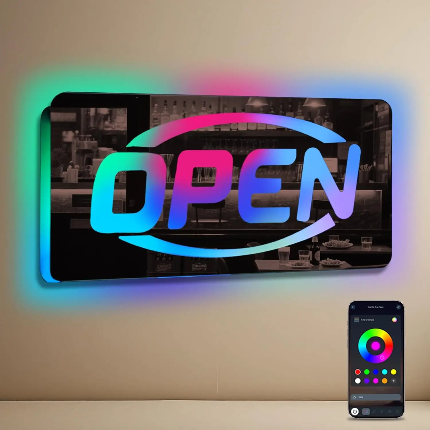 RGB открытая неоновая вывеска с квадратным зеркалом, красочный светодиодный светильник, настенный декор для окна, бара, магазина, кафе, магазина отеля
RGB открытая неоновая вывеска с квадратным зеркалом, красочный светодиодный светильник, настенный декор для окна, бара, магазина, кафе, магазина отеля