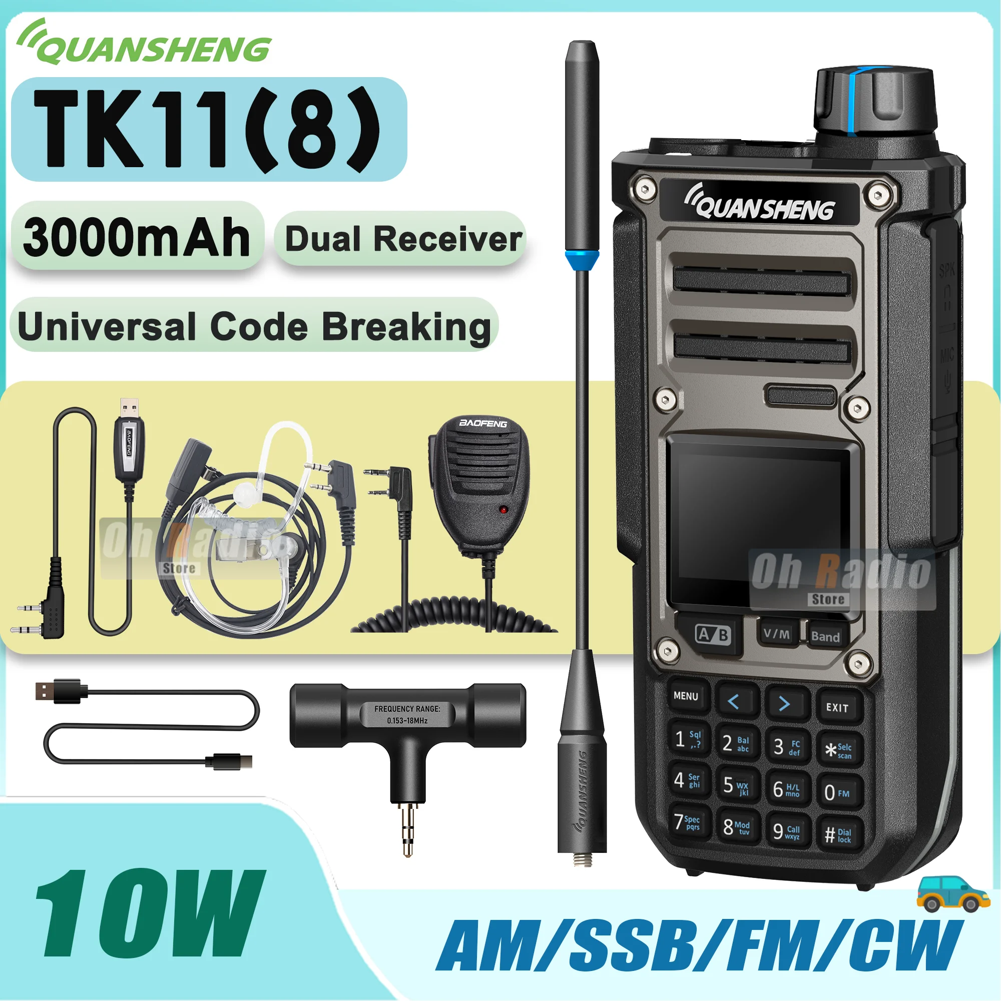Quansheng TK11(8) 3000mAh 10W Walkie Talkie AM FM SSB Dual Receiver Magic Voice Spectrum Analyzer Remote Kill TK11 8 Ham Radio
Quansheng TK11(8) 3000mAh 10W Walkie Talkie AM FM SSB Dual Receiver Magic Voice Spectrum Analyzer Remote Kill TK11 8 Ham Radio