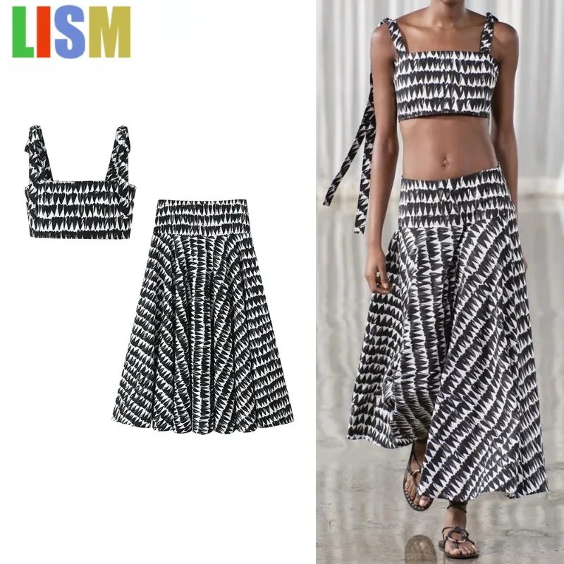 LISM Female outfit Vintage Print Suit Sleeveless Slim Short Vest+Low Waisted Long Pleated Dress Women Casual Elegant Sets
LISM Female outfit Vintage Print Suit Sleeveless Slim Short Vest+Low Waisted Long Pleated Dress Women Casual Elegant Sets