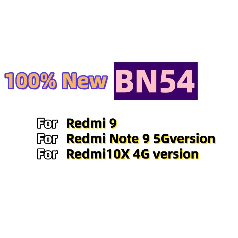 2026 Years 100%New BN54 Battery For Xiaomi Redmi Note 9 5G Note9 / Redmi 9 / Redmi 10X 4G Phone Batteries Fast Shipping+Tools
2026 Years 100%New BN54 Battery For Xiaomi Redmi Note 9 5G Note9 / Redmi 9 / Redmi 10X 4G Phone Batteries Fast Shipping+Tools