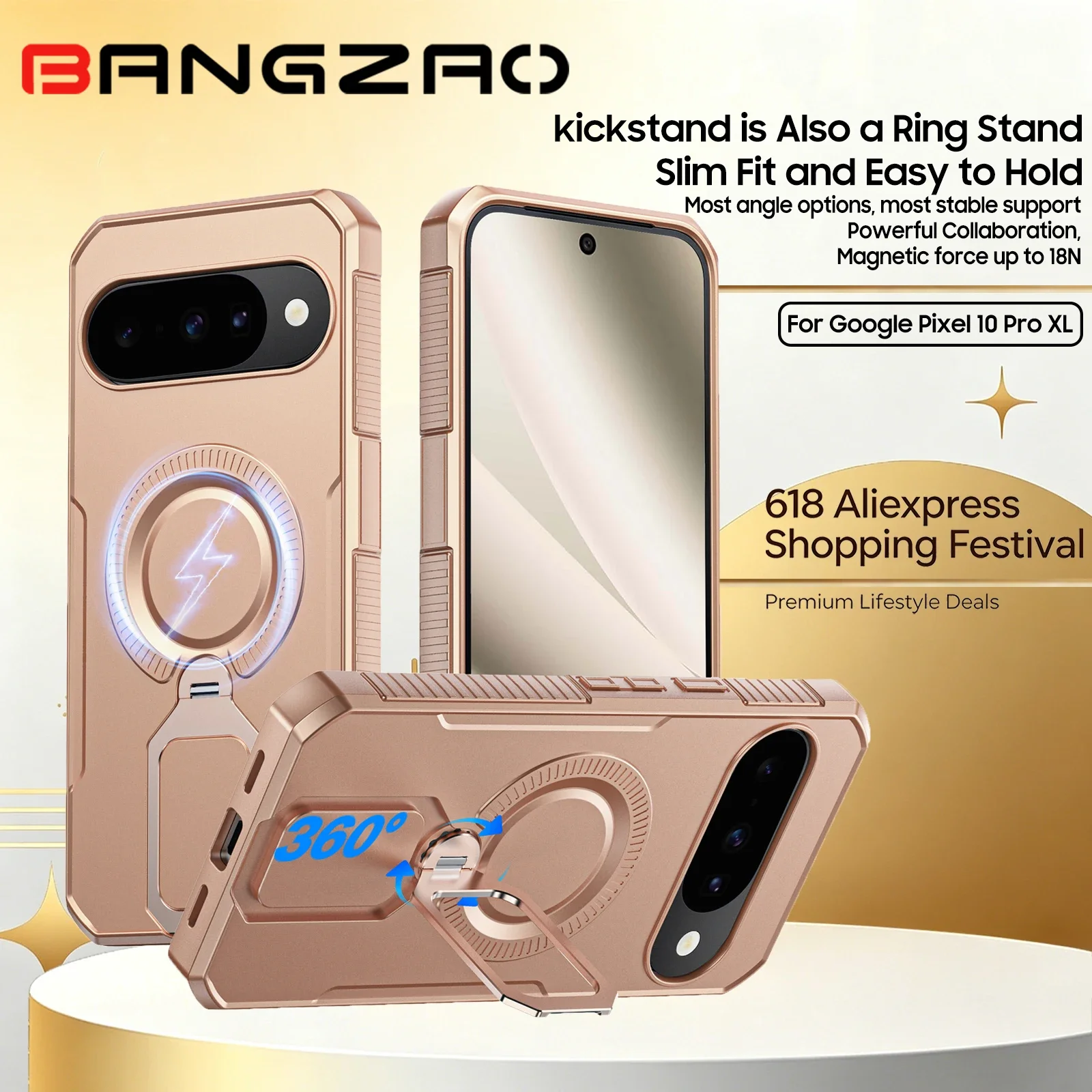 618 Sale Magnetic Armor Case For Google Pixel 10 Pro XL 18N MagSafe Shockproof Ring Stand Cover 13FT Drop Protection-Gold
618 Sale Magnetic Armor Case For Google Pixel 10 Pro XL 18N MagSafe Shockproof Ring Stand Cover 13FT Drop Protection-Gold
