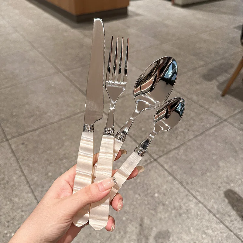 Hot Sale High Quality Restaurant Hotel Wedding Flatware Resin Handle Spoon Fork Knife 304Stainless Steel Nordic Tableware Set
Hot Sale High Quality Restaurant Hotel Wedding Flatware Resin Handle Spoon Fork Knife 304Stainless Steel Nordic Tableware Set
