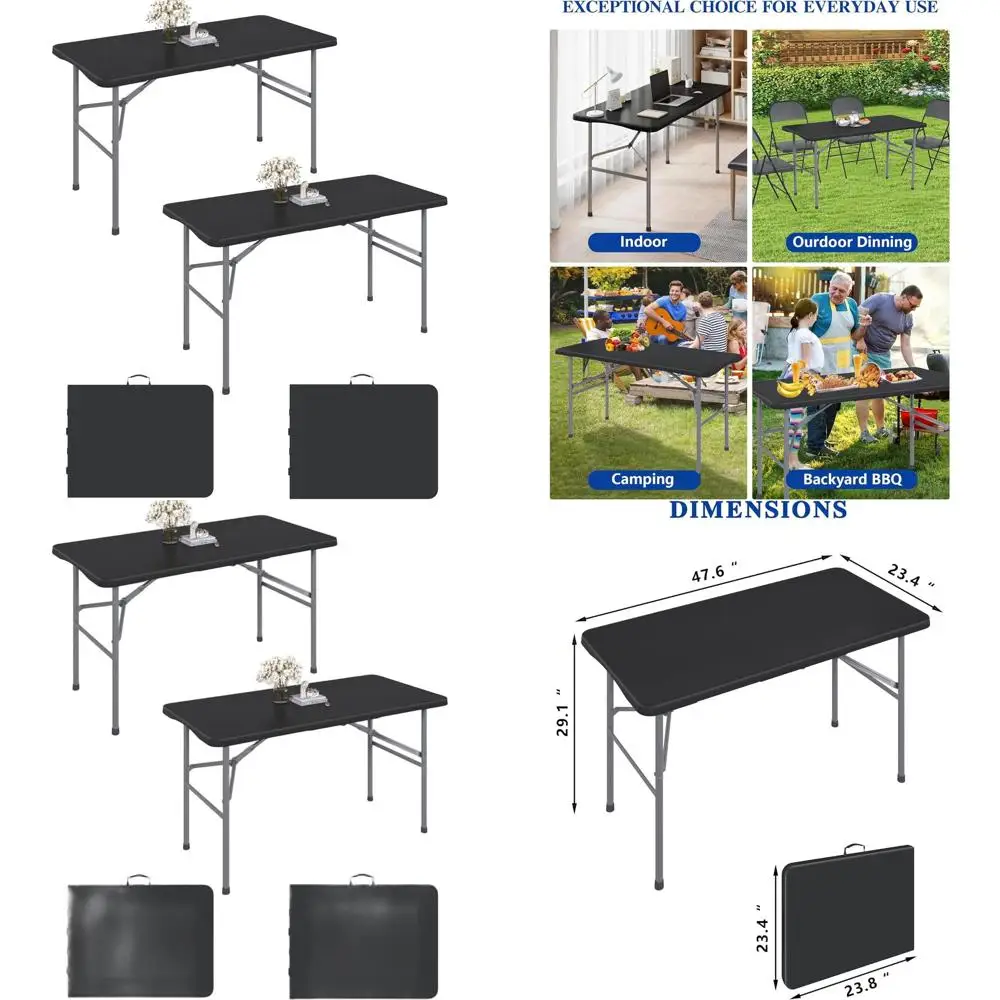 Портативный складной стол для пикника длиной 1,2 м, черный, для мероприятий на открытом воздухе, кемпинга, вечеринок, свадеб, легко переносить с ручкой
Портативный складной стол для пикника длиной 1,2 м, черный, для мероприятий на открытом воздухе, кемпинга, вечеринок, свадеб, легко переносить с ручкой