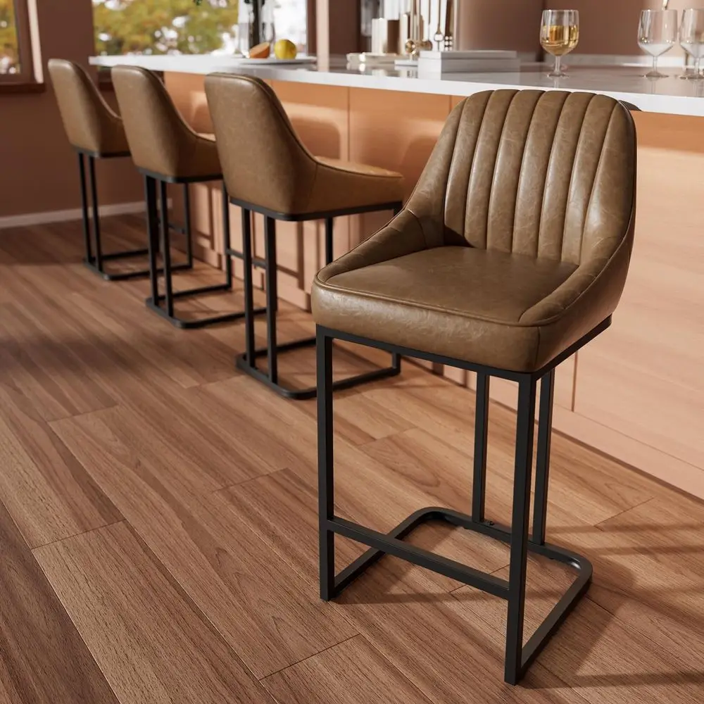 Stools Set of 4, 24 Inch Counter Height Bar Stools with Back and Metal Frame, Upholstered Leather Barstools for Kitchen Island,
Stools Set of 4, 24 Inch Counter Height Bar Stools with Back and Metal Frame, Upholstered Leather Barstools for Kitchen Island,