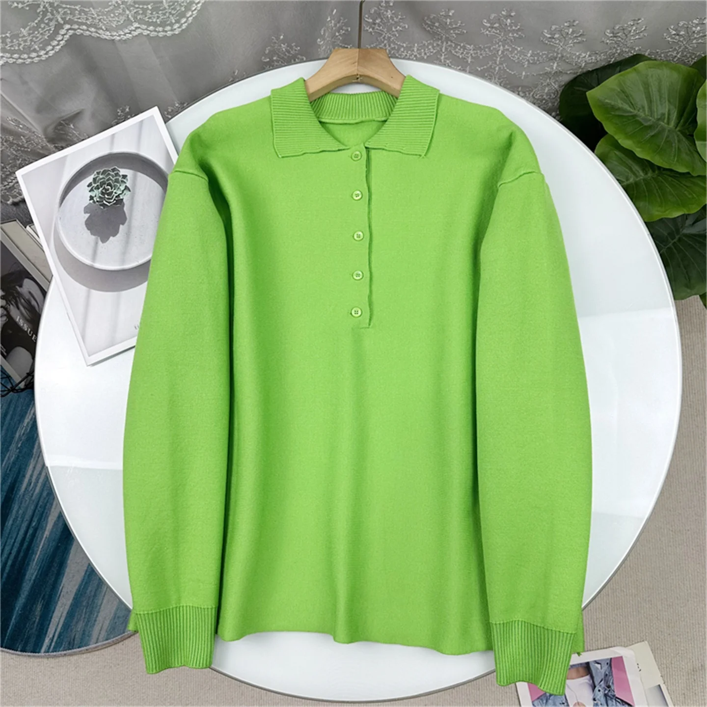 Three-Color Option! Casual Loose Knitted Sweater Collar Half Open Pure Color Versatile Autumn 2025 Women's Fashion Top
Three-Color Option! Casual Loose Knitted Sweater Collar Half Open Pure Color Versatile Autumn 2025 Women's Fashion Top