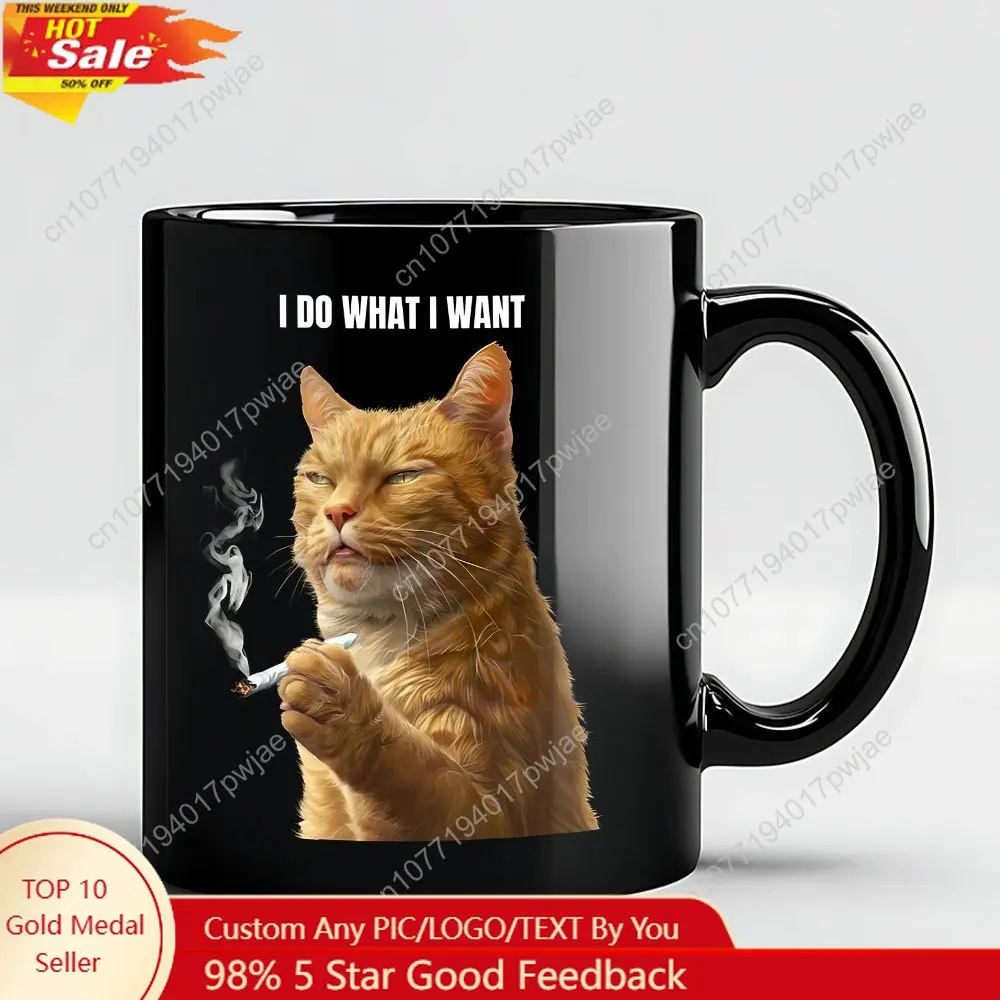1pc Cool Cat Mug - Edgy Smoking Cat Cup with "I Do What I Want" Attitude 11oz Black Ceramic Coffee Cup with Orange Cat Design
1pc Cool Cat Mug - Edgy Smoking Cat Cup with "I Do What I Want" Attitude 11oz Black Ceramic Coffee Cup with Orange Cat Design