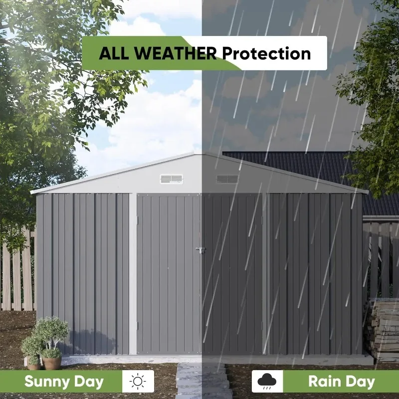 10x10ft Lockable Steel Outdoor Storage Shed, Customizable for Garden Backyard Patio Utility Tool Storage
10x10ft Lockable Steel Outdoor Storage Shed, Customizable for Garden Backyard Patio Utility Tool Storage