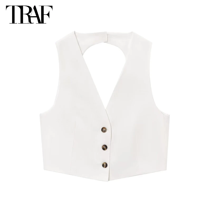 TRAF 2025 Sleeveless Vest Top Women Button Cut out Waistcoat Women Summer Backless Crop Top Woman off Shoulder Women's Vests
TRAF 2025 Sleeveless Vest Top Women Button Cut out Waistcoat Women Summer Backless Crop Top Woman off Shoulder Women's Vests