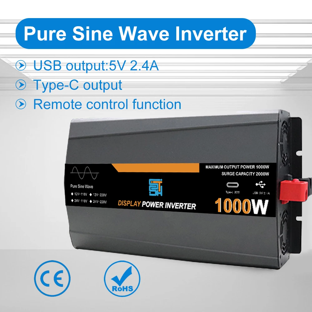 Pure Sine Wave Inverter 2000 Peak1000 Rated Power Automatic Temperature-Controlled Cooling Fan Voltage Converter
Pure Sine Wave Inverter 2000 Peak1000 Rated Power Automatic Temperature-Controlled Cooling Fan Voltage Converter