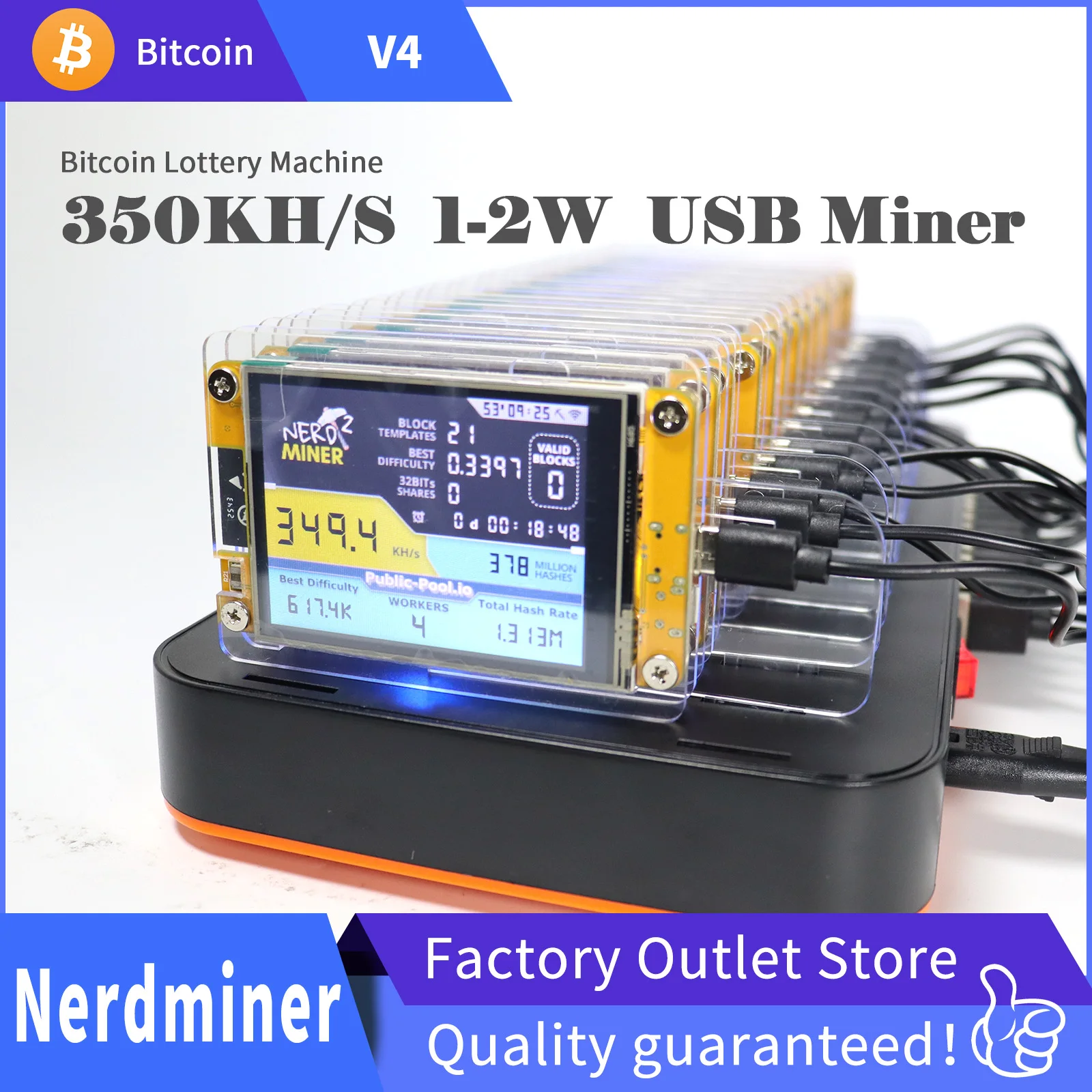 NerdMiner V2 USB Bitcoin Miner 370KH/S Mini BTC Solo Lottery Crypto Miner with 2.8 Inch Smart Display ESP32-2432S028R
NerdMiner V2 USB Bitcoin Miner 370KH/S Mini BTC Solo Lottery Crypto Miner with 2.8 Inch Smart Display ESP32-2432S028R