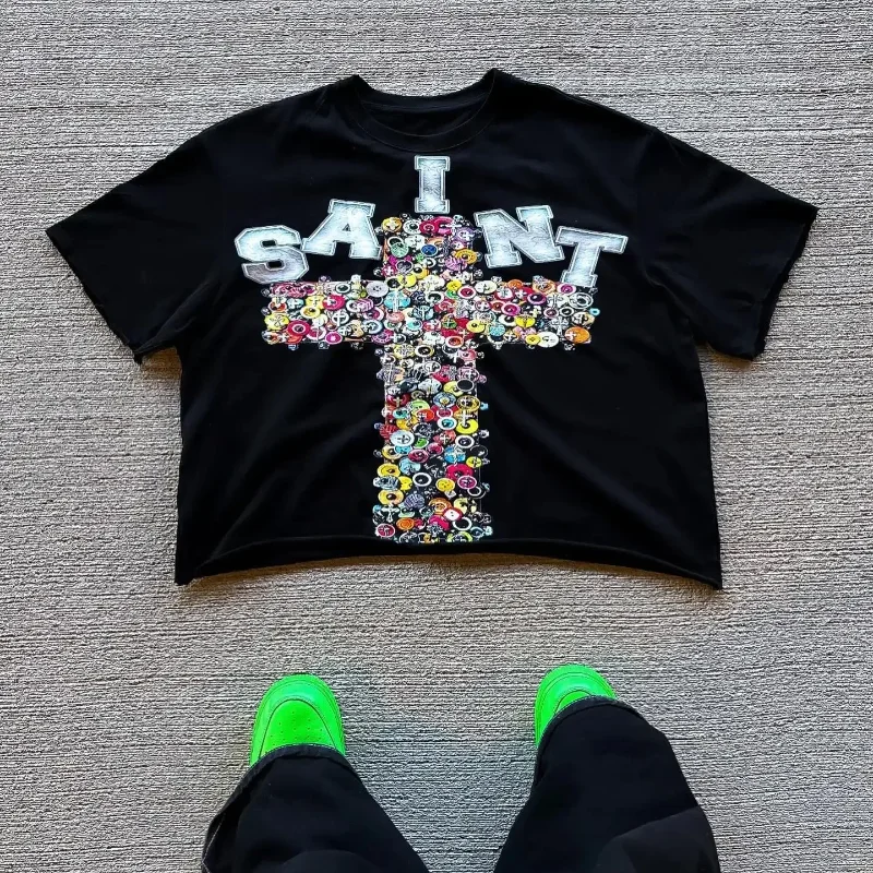 2024 Summer New Streetwear Unisex Elements Retro Cross Graphic Print X T-shirt Goth Casual Cotton Short-sleeved Top
2024 Summer New Streetwear Unisex Elements Retro Cross Graphic Print X T-shirt Goth Casual Cotton Short-sleeved Top