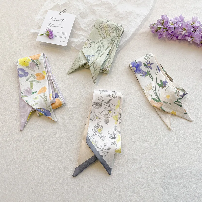 Plant Print Diagonal Scarf Elegant Versatile Korean Style Hair Tie Bag Ribbon Neck Scarf Decoration Fashion Women Accessories
Plant Print Diagonal Scarf Elegant Versatile Korean Style Hair Tie Bag Ribbon Neck Scarf Decoration Fashion Women Accessories