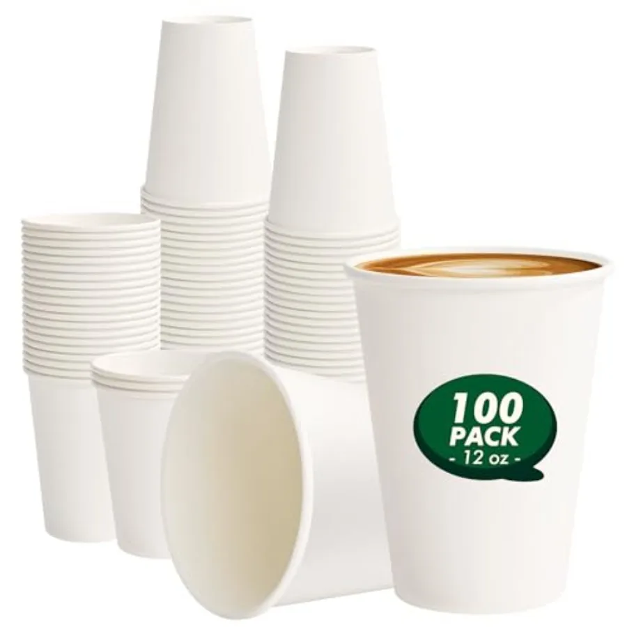 Paper Coffee Cups 12 oz 100 Pack Disposable Hot Coffee Cup 12oz White To Go Cups for Hot Drinks, Coffee, Travel, Parties, Event
Paper Coffee Cups 12 oz 100 Pack Disposable Hot Coffee Cup 12oz White To Go Cups for Hot Drinks, Coffee, Travel, Parties, Event