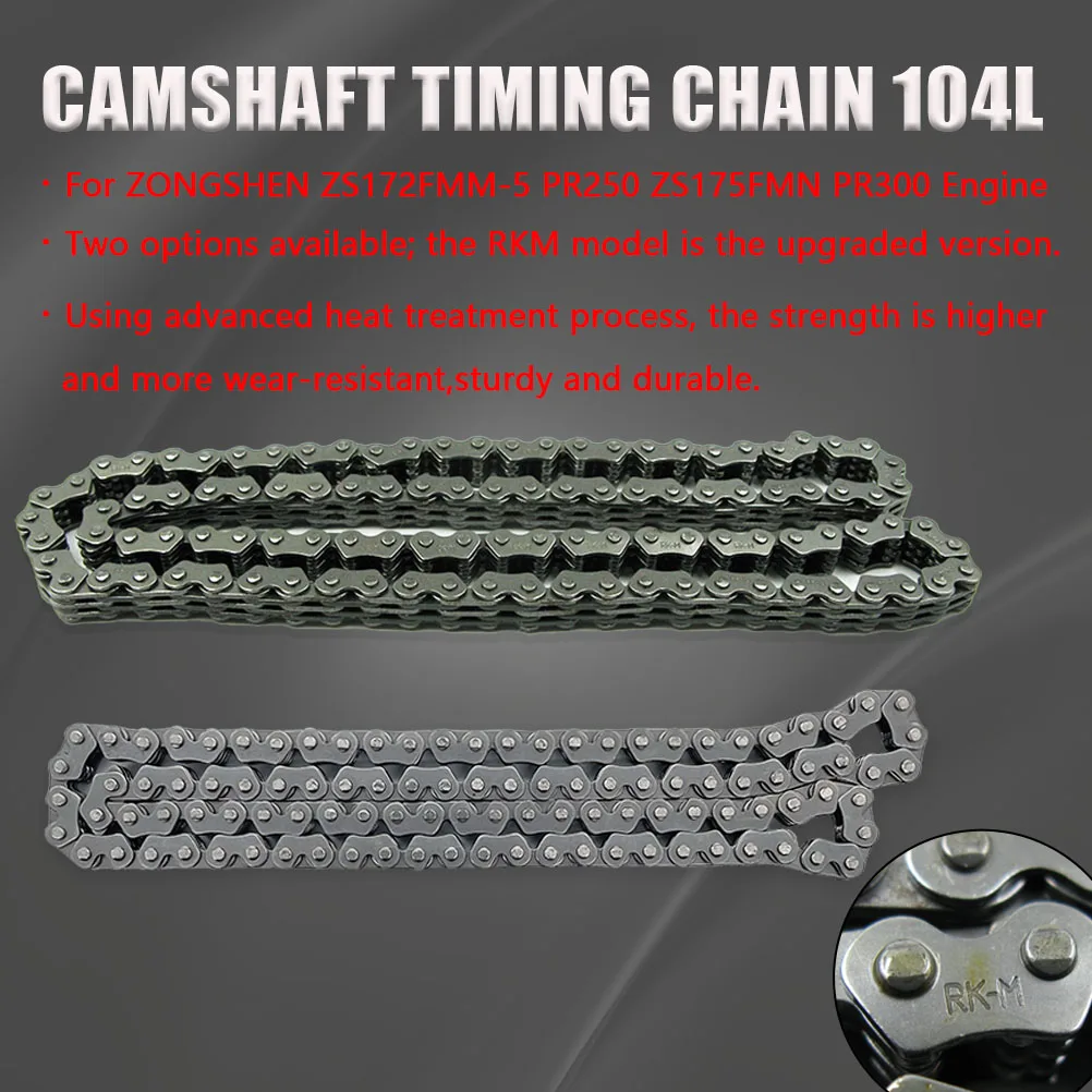 Цепь ГРМ распределительного вала мотоцикла OTOM 104L RKM для ZONGSHEN ZS172FMM-5 PR250 ZS175FMN PR300, 4-тактная деталь двигателя, велосипед для мотокросса
Цепь ГРМ распределительного вала мотоцикла OTOM 104L RKM для ZONGSHEN ZS172FMM-5 PR250 ZS175FMN PR300, 4-тактная деталь двигателя, велосипед для мотокросса