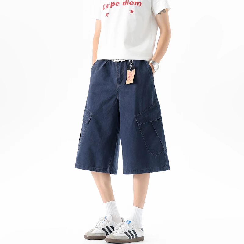 Washed Men's Multipocket Workwear Blue Cropped Pants Straight Loose Wide Leg Casual Summer Shorts Casual Bottoms 9X3652
Washed Men's Multipocket Workwear Blue Cropped Pants Straight Loose Wide Leg Casual Summer Shorts Casual Bottoms 9X3652