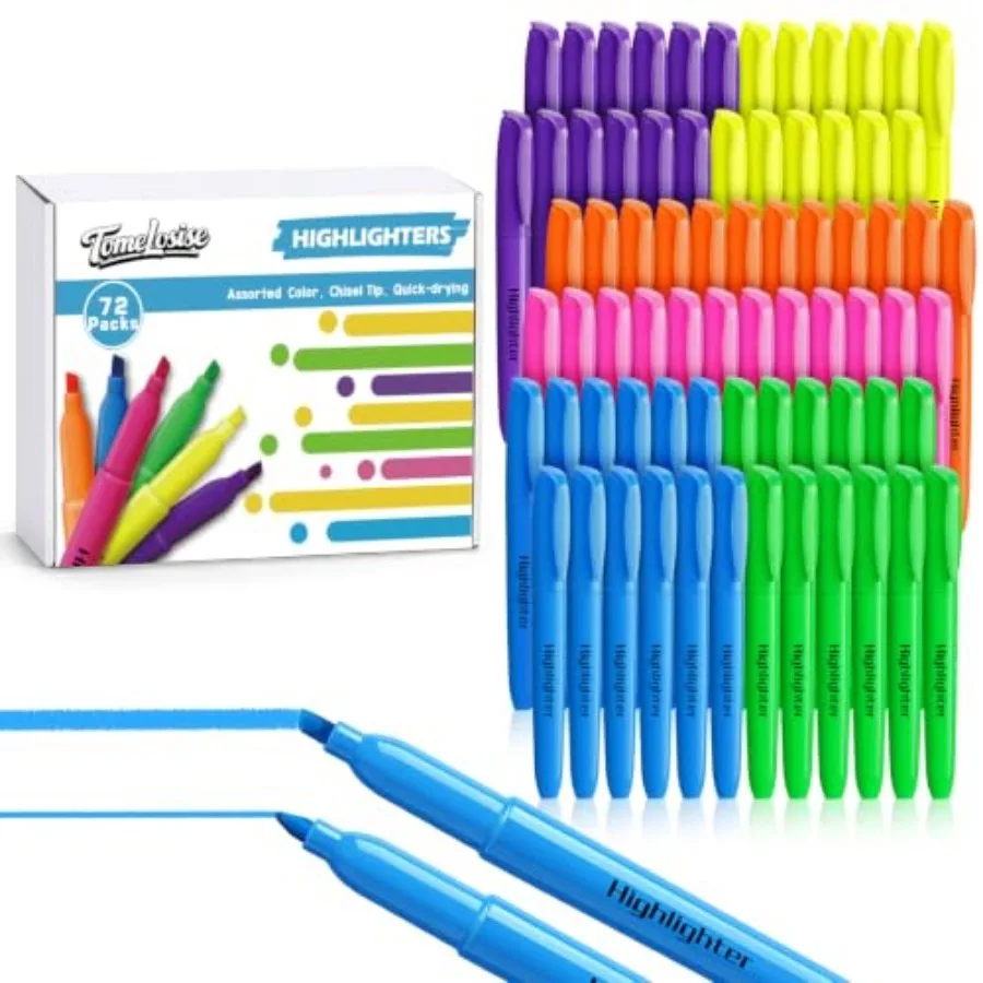 72 Counts Highlighters, Highlighter in 6 Assorted Colors, Chisel Tip, No Bleed Highlighter Pen, Bulk Highlighters for School Su
72 Counts Highlighters, Highlighter in 6 Assorted Colors, Chisel Tip, No Bleed Highlighter Pen, Bulk Highlighters for School Su