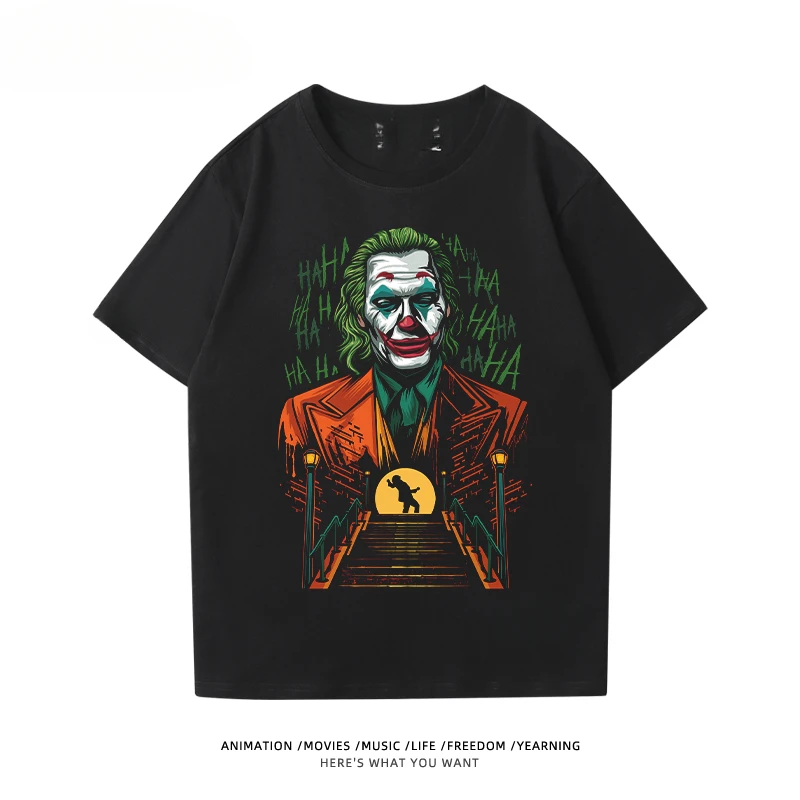 2025 DC movie Joker peripheral printed clothes, pure cotton loose round neck short sleeved T-shirt, summer half sleeved trend
2025 DC movie Joker peripheral printed clothes, pure cotton loose round neck short sleeved T-shirt, summer half sleeved trend