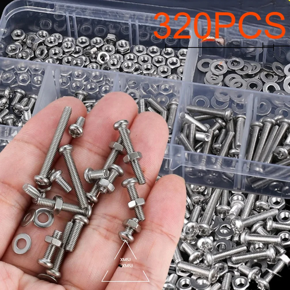 XMSJ 320pcs M3 Screw Stainless Steel Hexagon Hex Socket Screws Bolt Nuts Set Round Flat Cap Head Bolt Washer Assortment Kit
XMSJ 320pcs M3 Screw Stainless Steel Hexagon Hex Socket Screws Bolt Nuts Set Round Flat Cap Head Bolt Washer Assortment Kit