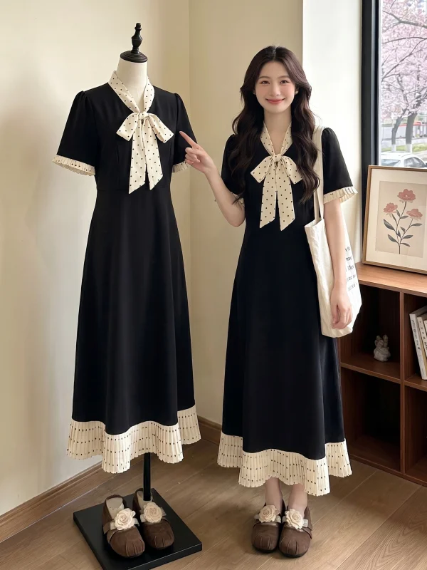 Hebe Style Black Dress Summer plus Size Knot Polka Dot Waist Cinching Slimming Long Skirt Korean Version Polyester ...
Hebe Style Black Dress Summer plus Size Knot Polka Dot Waist Cinching Slimming Long Skirt Korean Version Polyester ...