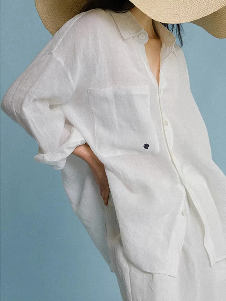 Lightweight Loose Women's Linen Sun Protection Shirt Embroidered French Style Casual Long Sleeve Collarless Top Summer Fashion
Lightweight Loose Women's Linen Sun Protection Shirt Embroidered French Style Casual Long Sleeve Collarless Top Summer Fashion