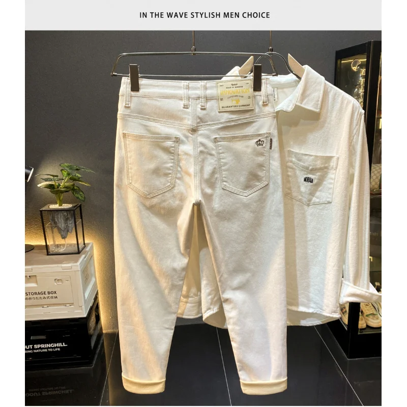 повседневные мужские джинсы осенью 2023 года, новая легкая роскошная трендовая мужская одежда, маленькие длинные брюки прямого кроя 
повседневные мужские джинсы осенью 2023 года, новая легкая роскошная трендовая мужская одежда, маленькие длинные брюки прямого кроя