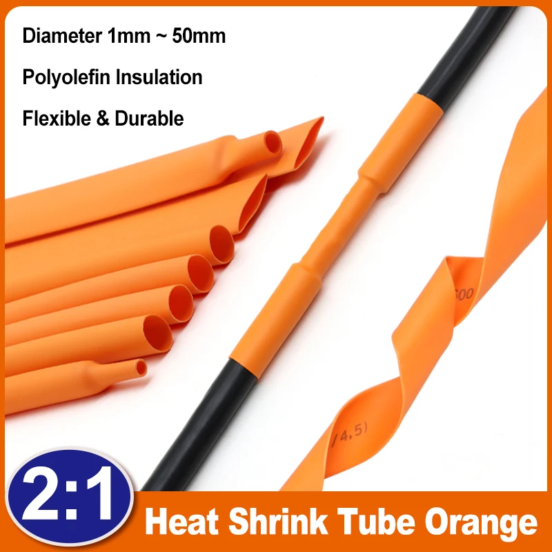 2:1 Orange Heat Shrink Tube 1mm ~ 50mm Diameter Polyolefin Shrinkable Sleeving Wrap Wire DIY Connector Repair Cable Protecctor
2:1 Orange Heat Shrink Tube 1mm ~ 50mm Diameter Polyolefin Shrinkable Sleeving Wrap Wire DIY Connector Repair Cable Protecctor