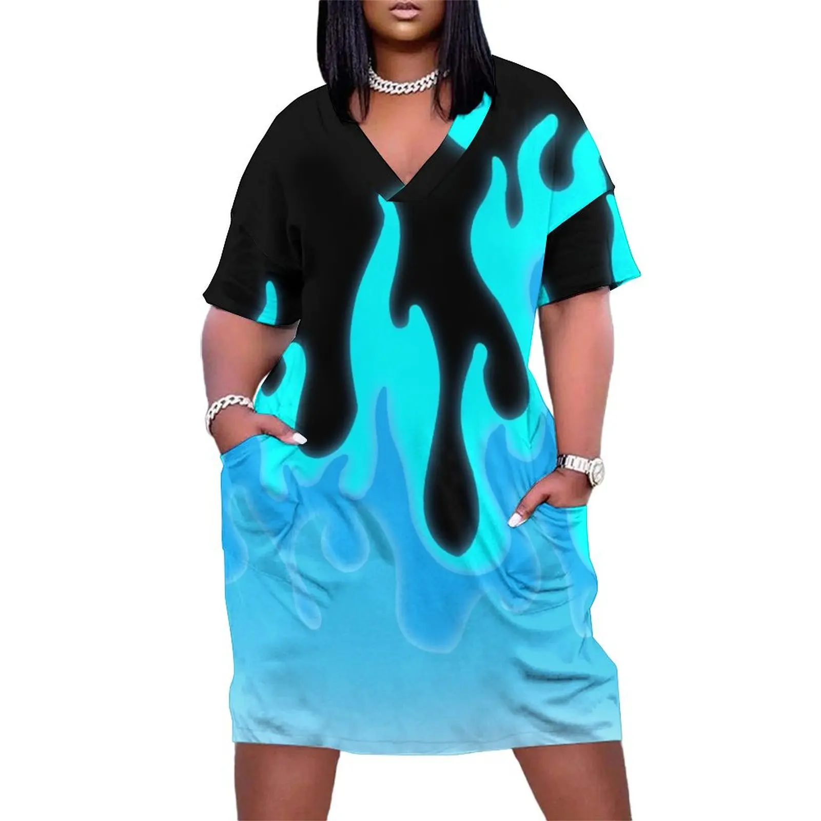 Flames in Teal and Cyan! Loose Pocket Dress Woman's evening dress Long dress woman bandage ladies dresses for women 2025
Flames in Teal and Cyan! Loose Pocket Dress Woman's evening dress Long dress woman bandage ladies dresses for women 2025