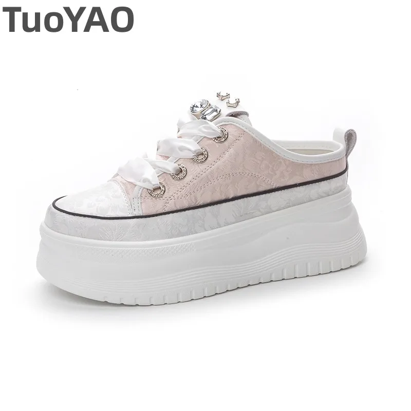 6.5cm Silk Chunky Sneakers Platform Shoes Wedge Women Hollow Casual Breathable Summer Lace Up Crystal Slippers Women Fashion
6.5cm Silk Chunky Sneakers Platform Shoes Wedge Women Hollow Casual Breathable Summer Lace Up Crystal Slippers Women Fashion