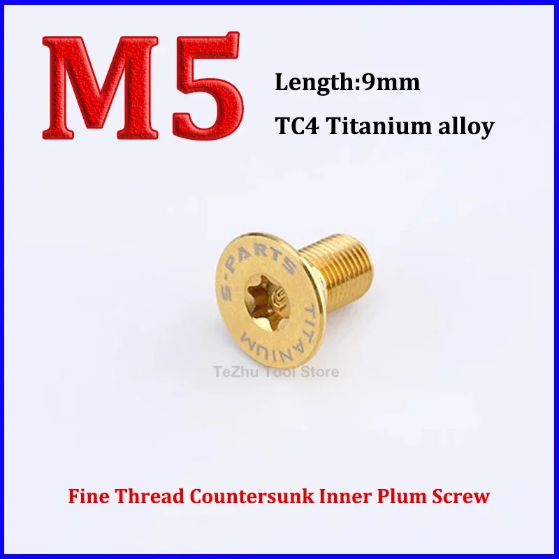 1pc Titanium Bolts M5 x 9mm Fine Thread Countersunk Internal Plum Blossom Screw For Motorcycle Modification
1pc Titanium Bolts M5 x 9mm Fine Thread Countersunk Internal Plum Blossom Screw For Motorcycle Modification