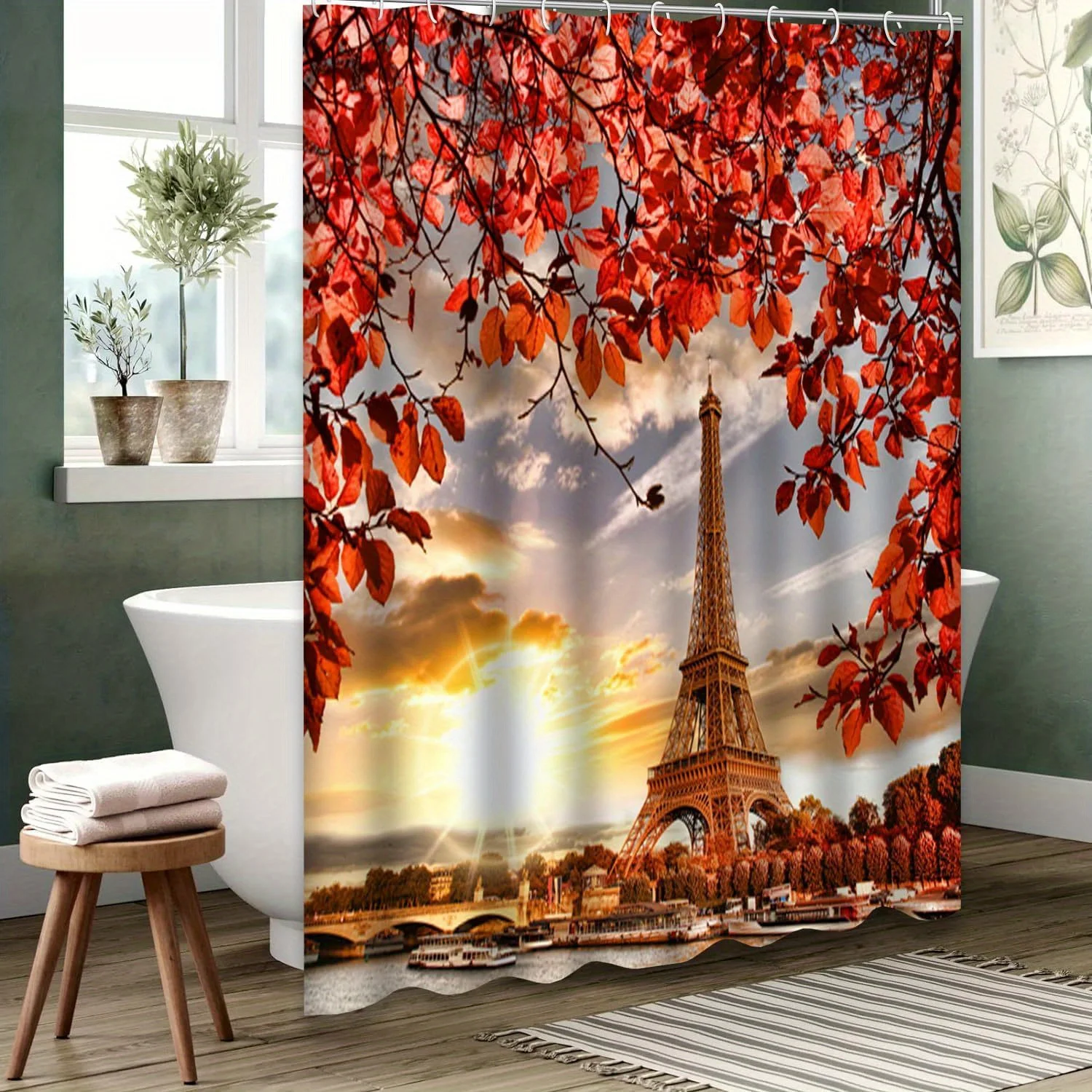 Autumn Paris Bath Curtain - Eiffel Tower & Red Leaves, Waterproof Home Decor Adds Romantic Charm to Your Bathroom
Autumn Paris Bath Curtain - Eiffel Tower & Red Leaves, Waterproof Home Decor Adds Romantic Charm to Your Bathroom
