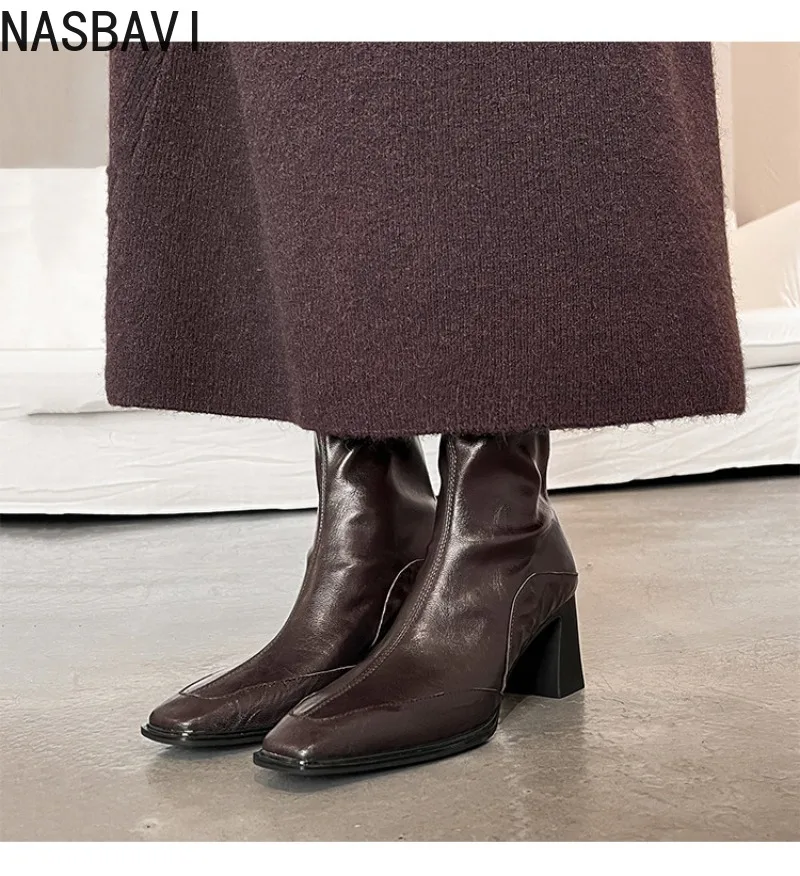 NASBAVI 2026 Retro Square Head Elastic Slim Boots High Heel Commuter Women's Boots Simple Fashion Korean Style Over Knee Boots
NASBAVI 2026 Retro Square Head Elastic Slim Boots High Heel Commuter Women's Boots Simple Fashion Korean Style Over Knee Boots