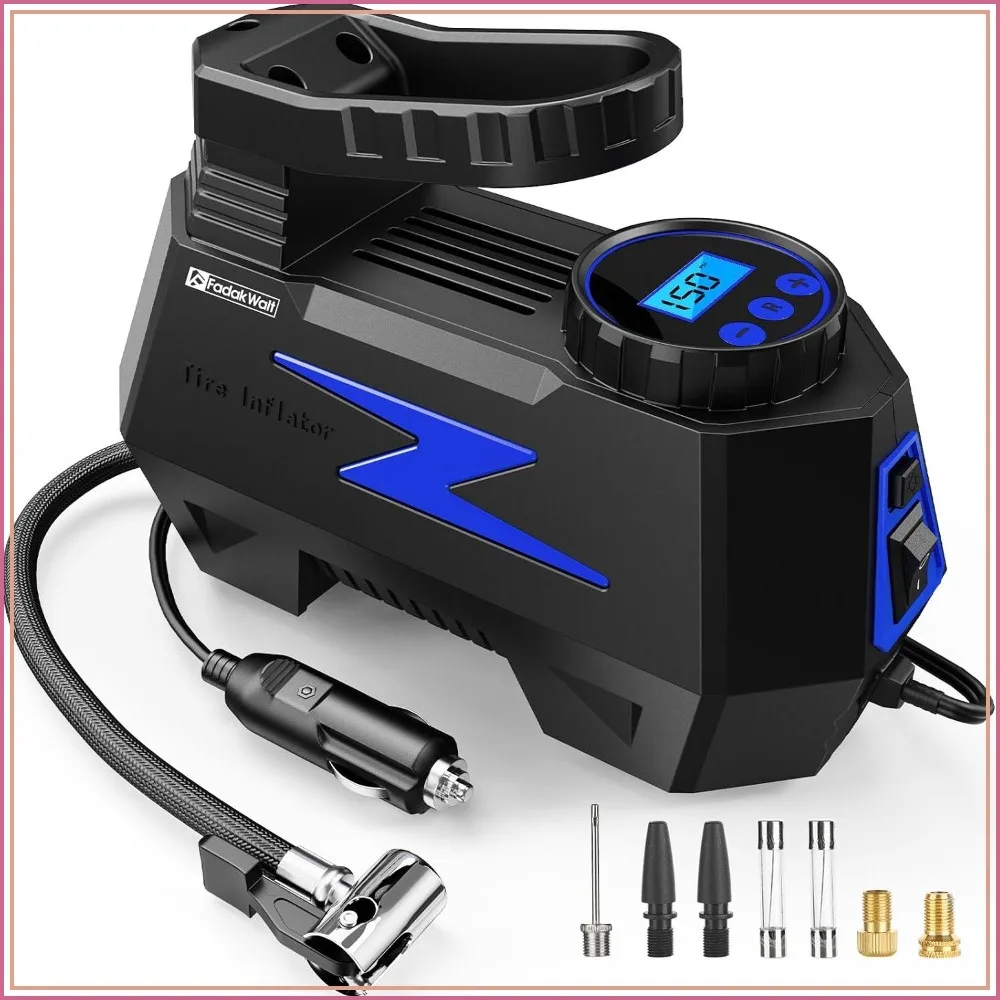 Tire Inflator Portable Air Compressor with Auto Shutoff, 150 PSI Digital Gauge for Car Tires, 12V DC Pump with LED Light
Tire Inflator Portable Air Compressor with Auto Shutoff, 150 PSI Digital Gauge for Car Tires, 12V DC Pump with LED Light