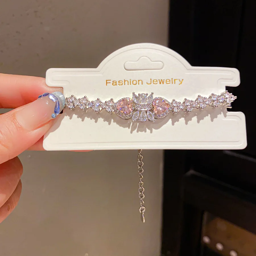 Shiny Flower/Heart Clear/Pink Zircon Women's Hand Bracelets Luxury Adjustable Chain Bangle Wedding Party Fashion Jewelry 1708
Shiny Flower/Heart Clear/Pink Zircon Women's Hand Bracelets Luxury Adjustable Chain Bangle Wedding Party Fashion Jewelry 1708