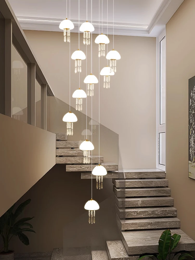 Creative Art Of Spiral Staircase Chandelier Jellyfish Suspended Loft Duplex Villa Modern Crystal Living Room Long LED Chandelier
Creative Art Of Spiral Staircase Chandelier Jellyfish Suspended Loft Duplex Villa Modern Crystal Living Room Long LED Chandelier