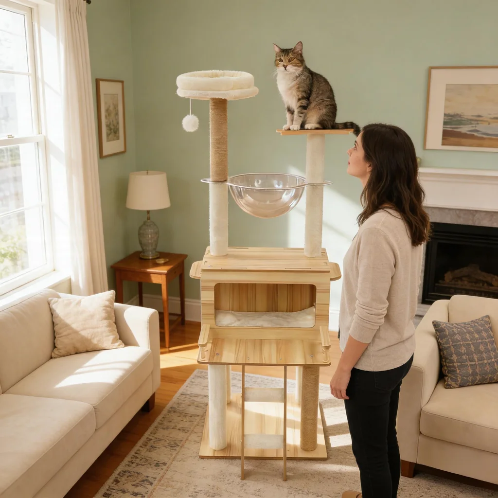 Cat Tree for Indoor Cats - 50x50x147cm Cat Scratching Climbing Tower, White+wood Color 10kg Load for 3-4 Small Cats
Cat Tree for Indoor Cats - 50x50x147cm Cat Scratching Climbing Tower, White+wood Color 10kg Load for 3-4 Small Cats