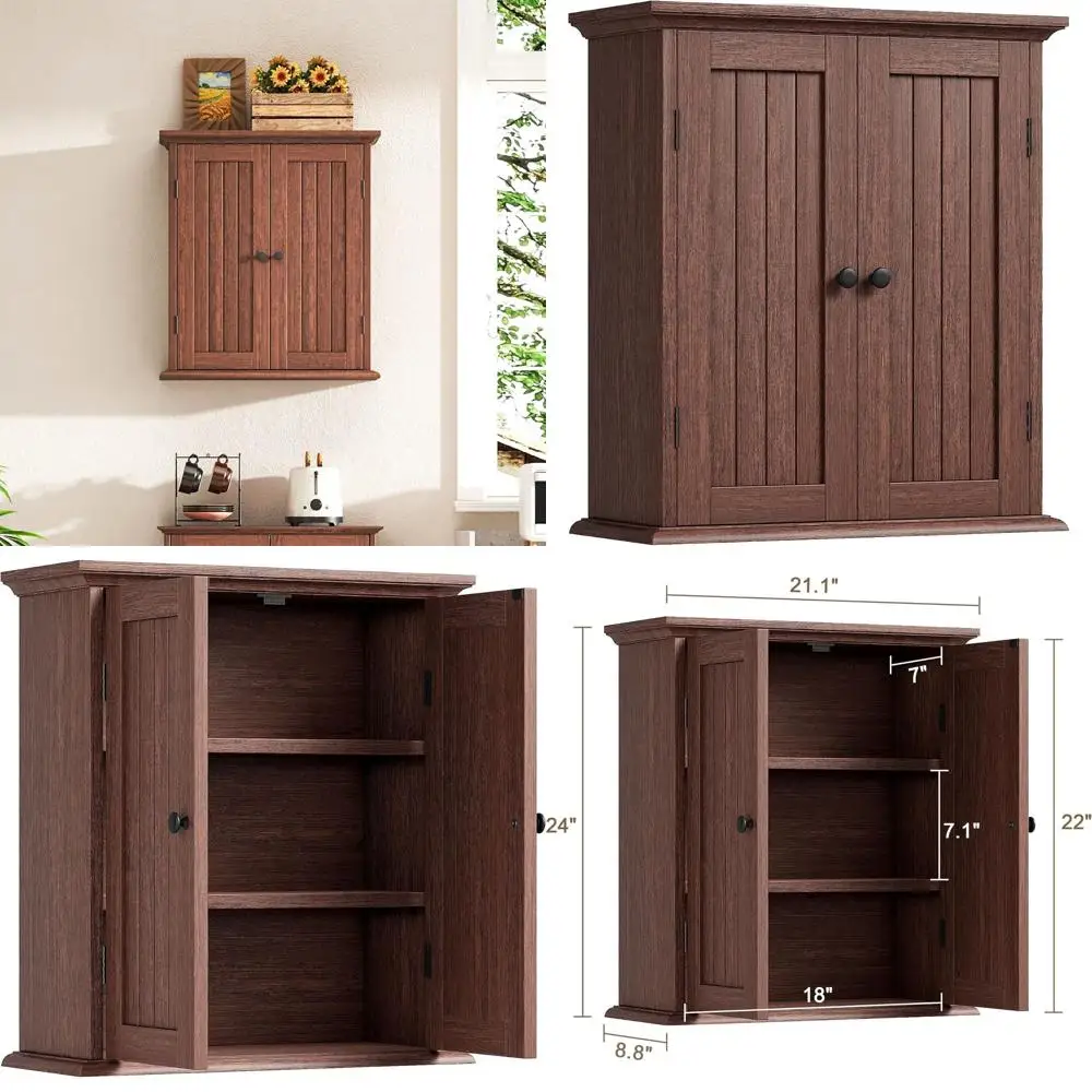 Over Toilet Storage Cabinet, Farmhouse Style, 2-Door with Adjustable Shelves, Walnut Finish
Over Toilet Storage Cabinet, Farmhouse Style, 2-Door with Adjustable Shelves, Walnut Finish
