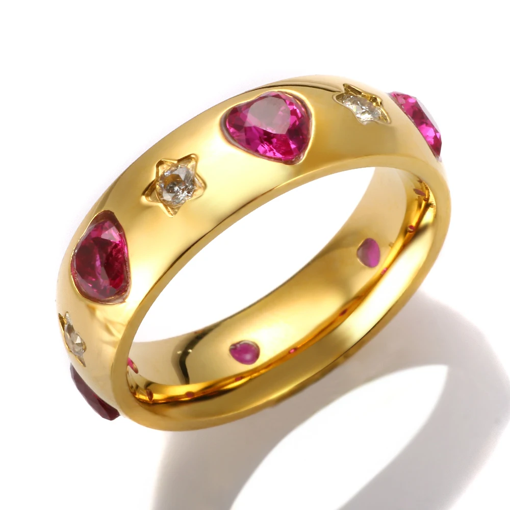 Trendy Luxury Pink Love Heart Zircon Rings Star CZ Crystal Gold Color Ring For Women Fashion Ring Stainless Steel Jewelry Gift
Trendy Luxury Pink Love Heart Zircon Rings Star CZ Crystal Gold Color Ring For Women Fashion Ring Stainless Steel Jewelry Gift
