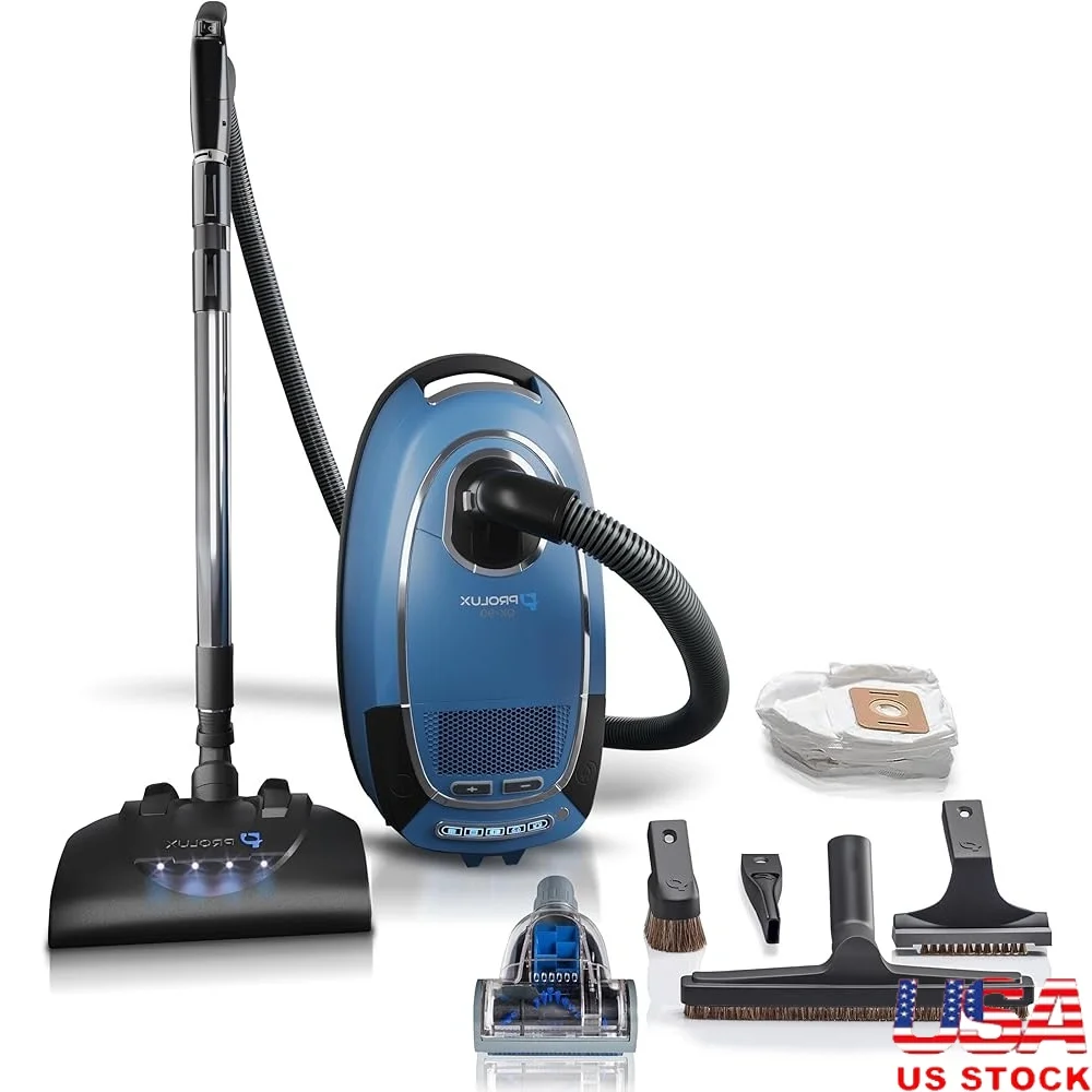 QX90 Bagged Canister HEPA Vacuum Cleaner with Powerhead 5 Speed Deep Cleaning 3 Stage Filtration Pet Hair Removal 7 Attachments
QX90 Bagged Canister HEPA Vacuum Cleaner with Powerhead 5 Speed Deep Cleaning 3 Stage Filtration Pet Hair Removal 7 Attachments
