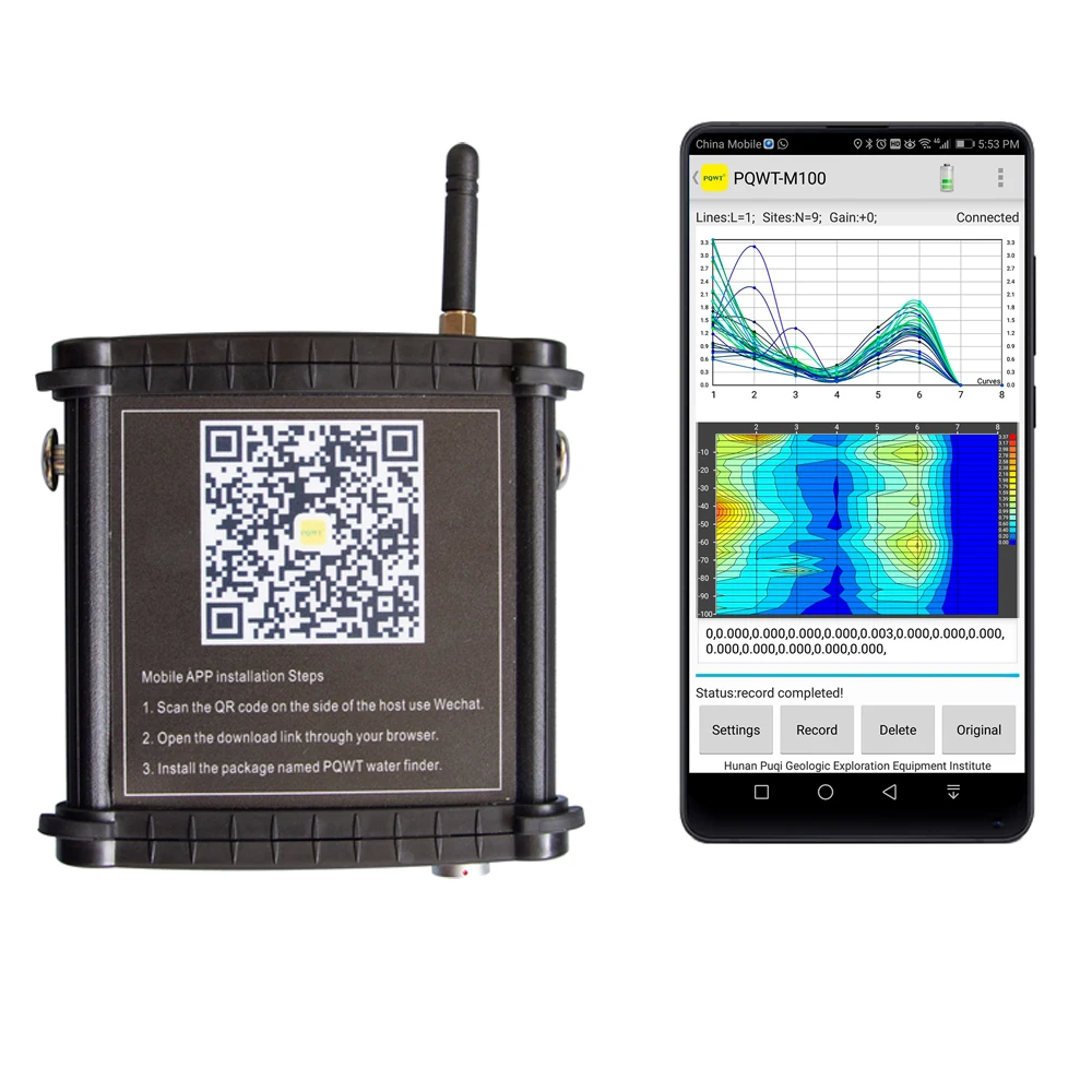 PQWT-M200 Wirelessly Detecting Mobile Phone Portable Mapping Imaging Easy Operation 200m Drilling Underground Water Detector
PQWT-M200 Wirelessly Detecting Mobile Phone Portable Mapping Imaging Easy Operation 200m Drilling Underground Water Detector
