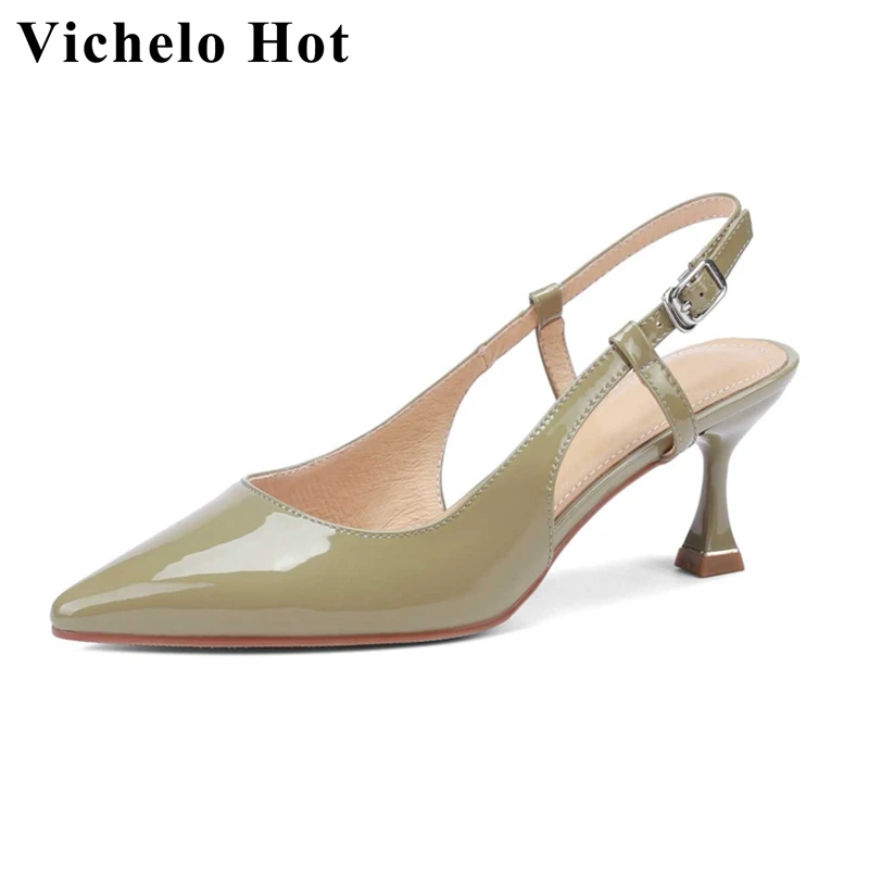Vichelo Hot Genuine Leather Pointed Toe High Heels Slingback Beauty Lady Daily Wear Buckle Strap Solid Shallow Women Pumps L0f1
Vichelo Hot Genuine Leather Pointed Toe High Heels Slingback Beauty Lady Daily Wear Buckle Strap Solid Shallow Women Pumps L0f1