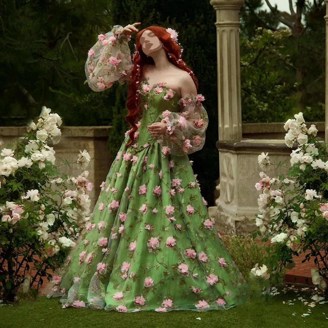 Full Sleeve Green Fairy Prom Dress Starpless Corset A-Line Floor Length Special Occasion Gown With Pink Flowers Customized
Full Sleeve Green Fairy Prom Dress Starpless Corset A-Line Floor Length Special Occasion Gown With Pink Flowers Customized