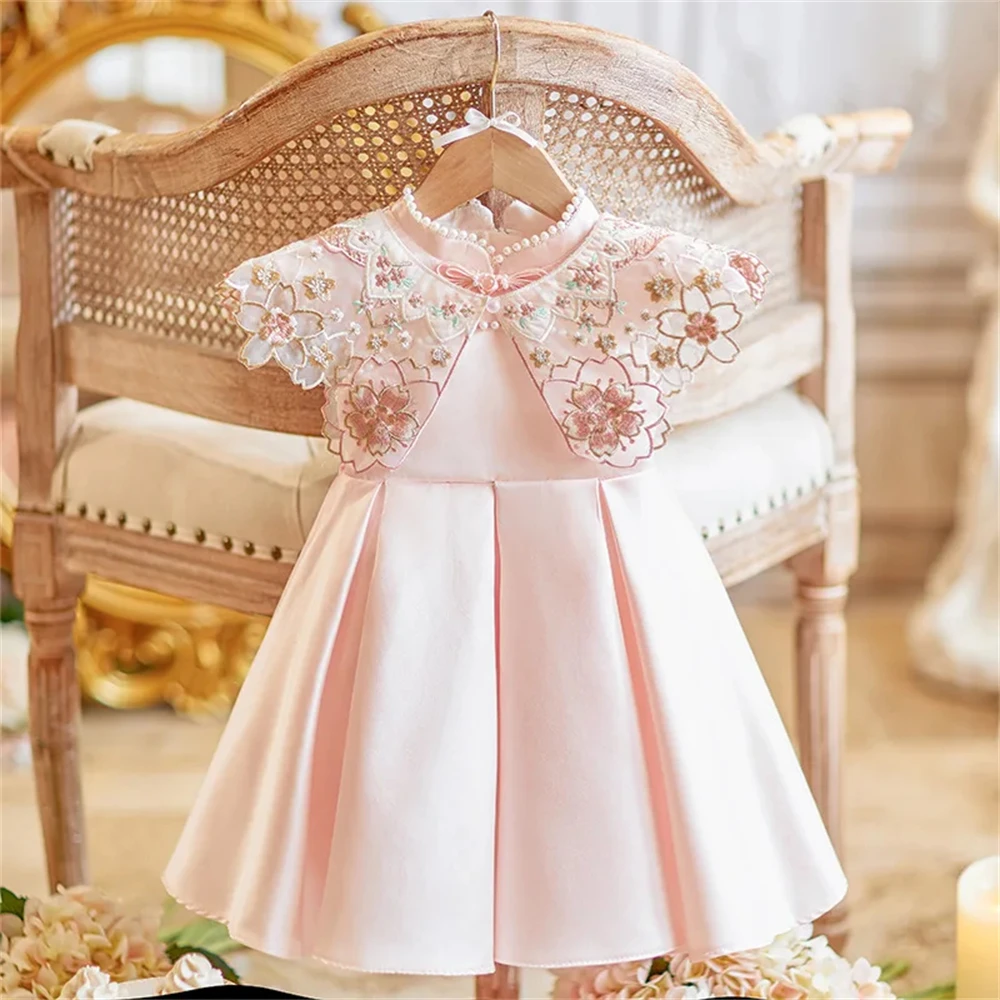 Customized Pink Flower Girl Dress For Wedding Appliques Pearls Satin Sleeveless High Waist Kids Birthday First Communion Gown
Customized Pink Flower Girl Dress For Wedding Appliques Pearls Satin Sleeveless High Waist Kids Birthday First Communion Gown